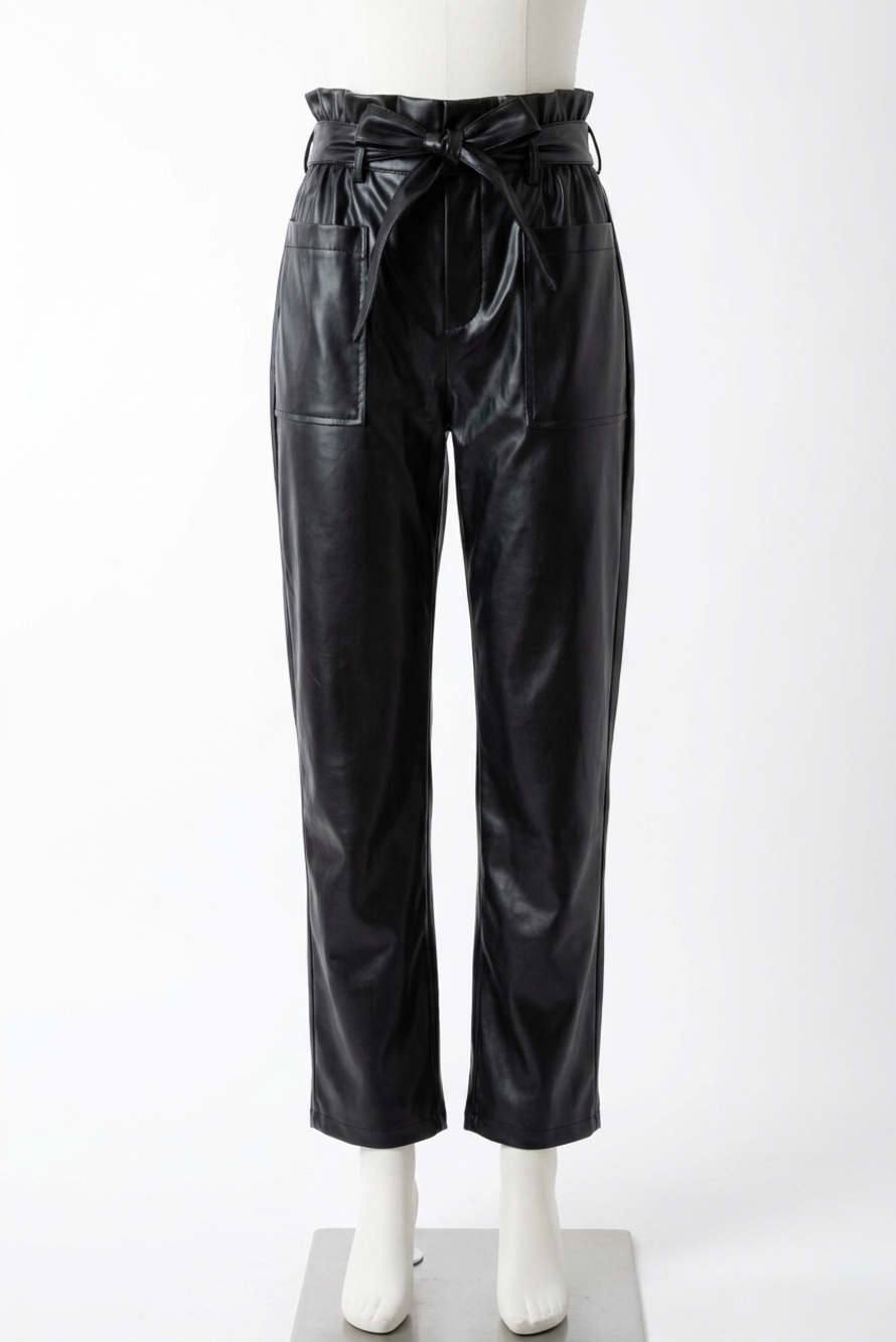 NEW JODIFL faux leather belted pants in black